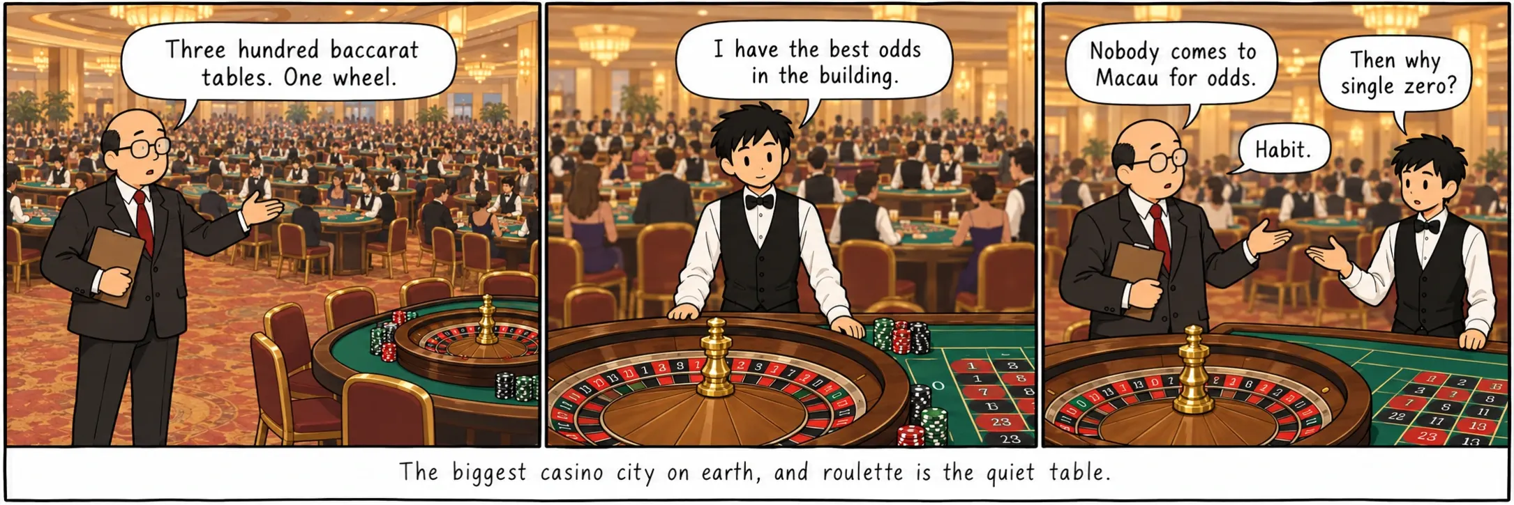 De grootste casinostad op aarde, en roulette is de stille tafel.