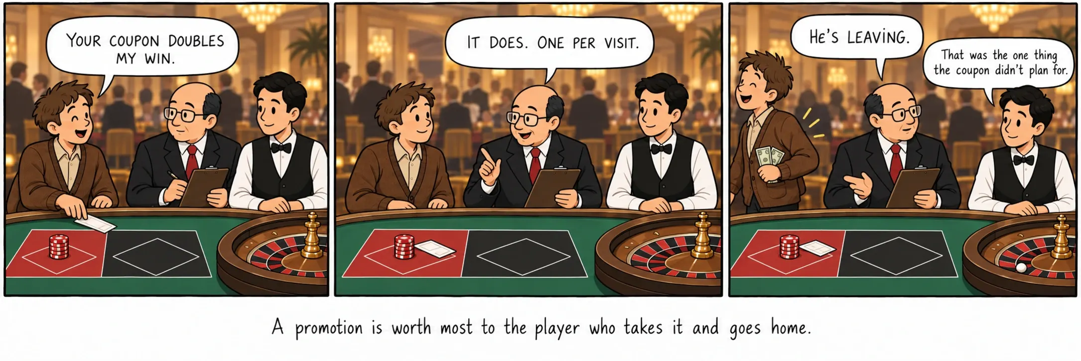 Een promotie is het meest waard voor de speler die haar aanneemt en naar huis gaat.