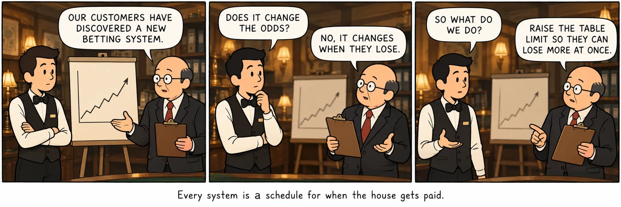 Elk systeem is een schema voor wanneer het casino wordt betaald.